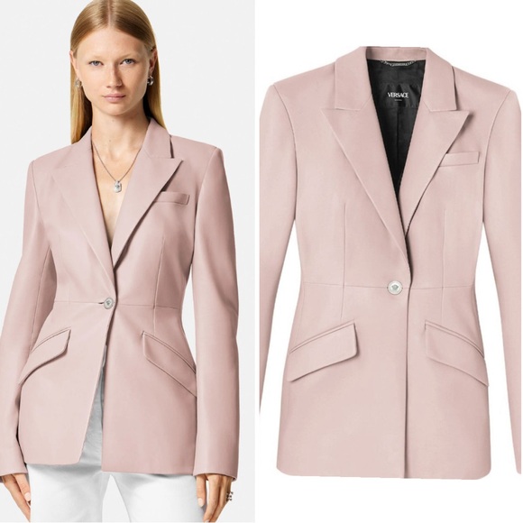 RARE Versace peak lapel lamb leather blazer jacket light pink NWT - Picture 1 of 10